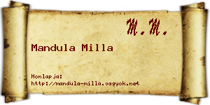 Mandula Milla névjegykártya
