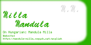 milla mandula business card